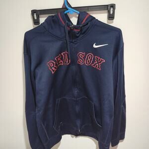 Nike Therma Fit Boston Red Sox MLB Blue Full Zip Up Hoodie Mens Size Large